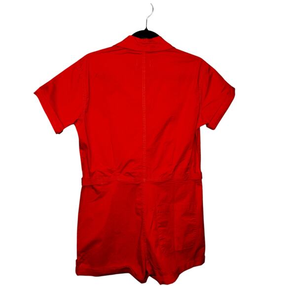 Pistola Blood Orange Short Sleeve Button Up Cotton Romper Womens Small - Picture 7 of 9